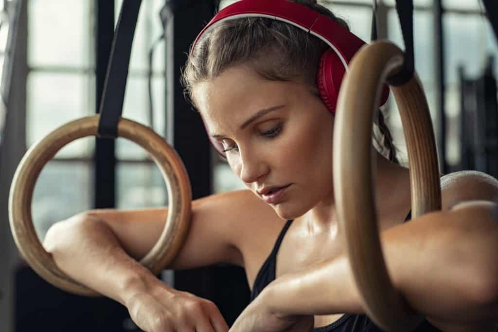 Listening music and rest at gym